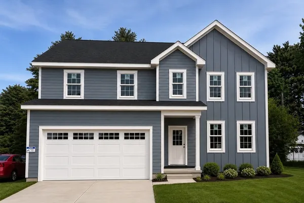 a front view of a house with a yard