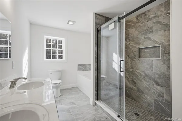 a bathroom with a bathtub