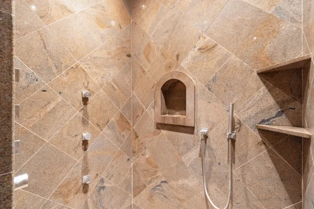 a view of a street with an ocean view