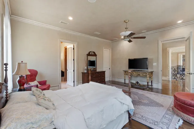 an aerial view of a house with outdoor space
