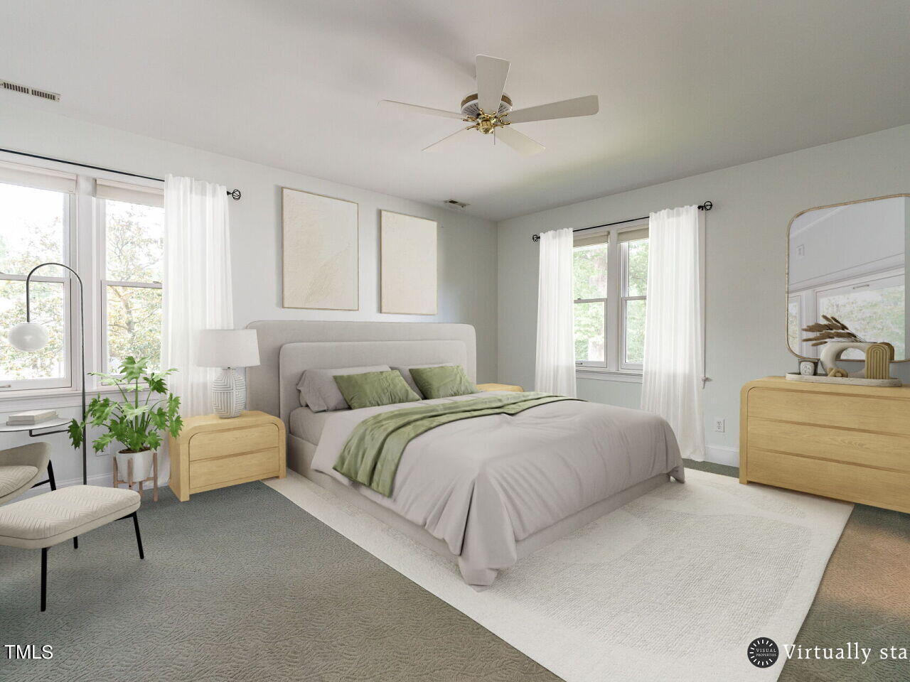 2807 Hazelwood Drive Raleigh, NC 27608 - Photo 26 of 39 Virtually Staged Primary Bedroom