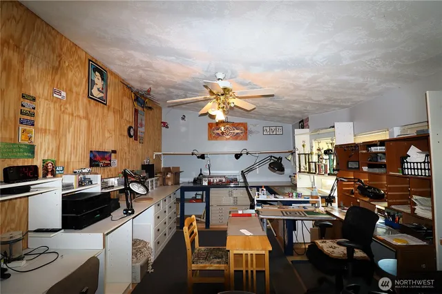 a kitchen with lots of counter top space