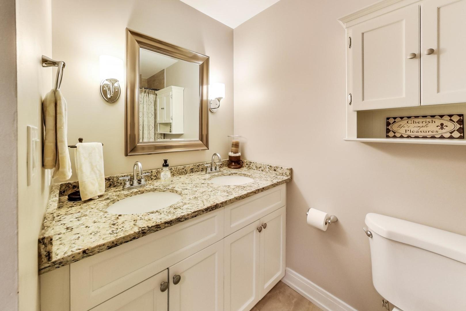 34 Timber Hill Road Buffalo Grove, IL 60089 - Photo 11 of 37 a bathroom with a granite countertop sink and a mirror