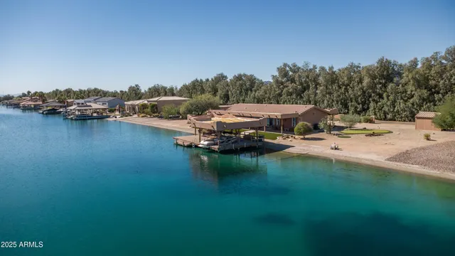 a view of a lake with houses
