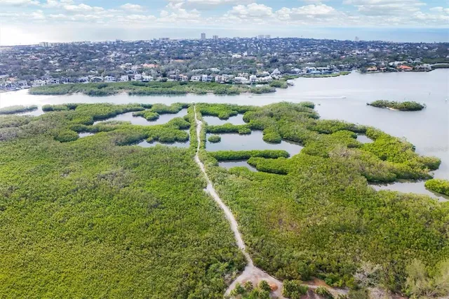 a view of a lake with a yard
