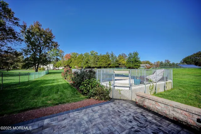 a view of a terrace with a garden