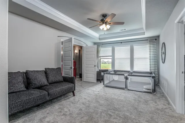 a living room with furniture