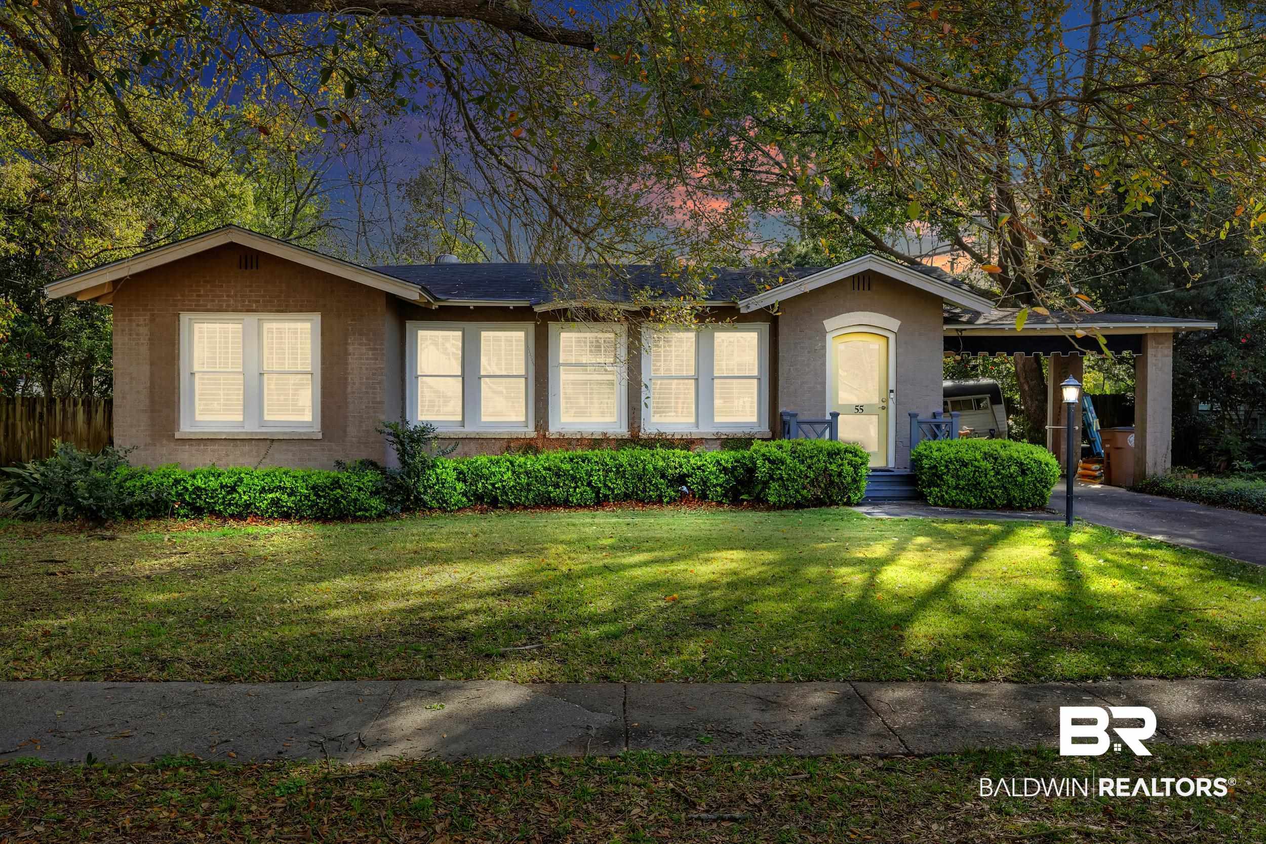 55 Mohawk Street Mobile, AL 36606 - Photo 28 of 28 Ranch-style home featuring brick siding, a carport, and a front lawn