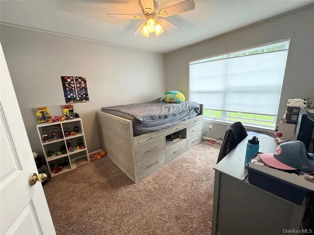 a bedroom with furniture and a window