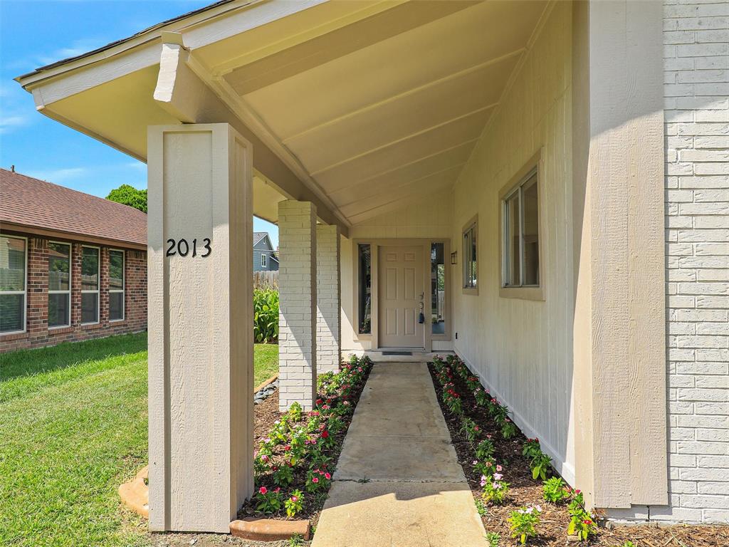 a porch with seating space