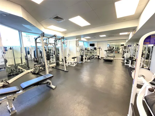 a view of a room with gym equipment