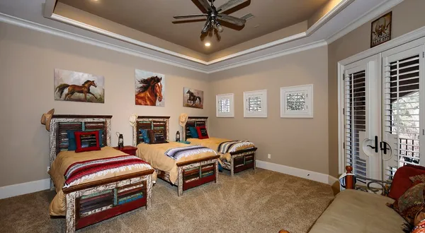 a view of a golf course with a lake