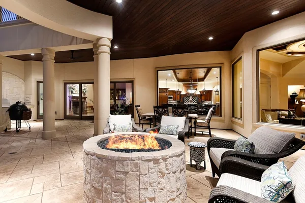 a view of a golf course with a lake