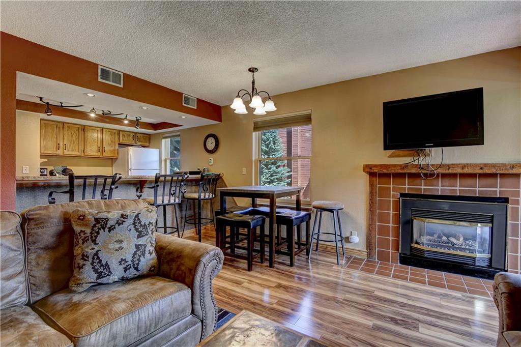 520 Bills Ranch Road, Unit 173 Frisco, CO 80443 - Photo 6 of 24 a living room with furniture a flat screen tv and a fireplace