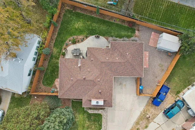 an aerial view of a house