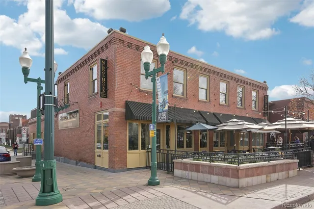 a front view of a building with street