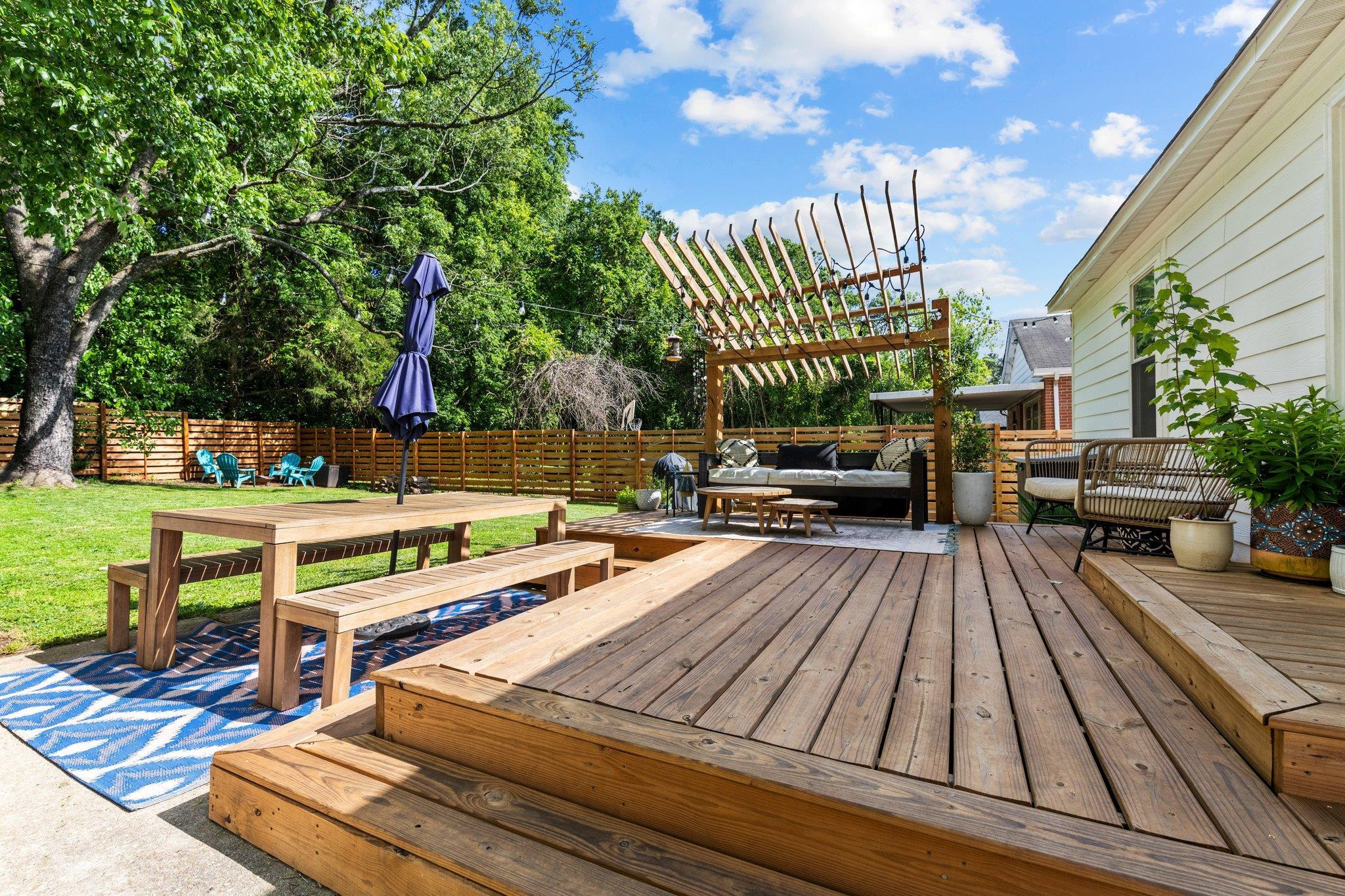 809 Coleman Street Raleigh, NC 27610 - Photo 28 of 70 a view of a patio with table and chairs and potted plants