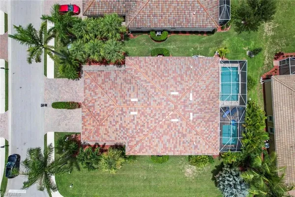 an aerial view of a house