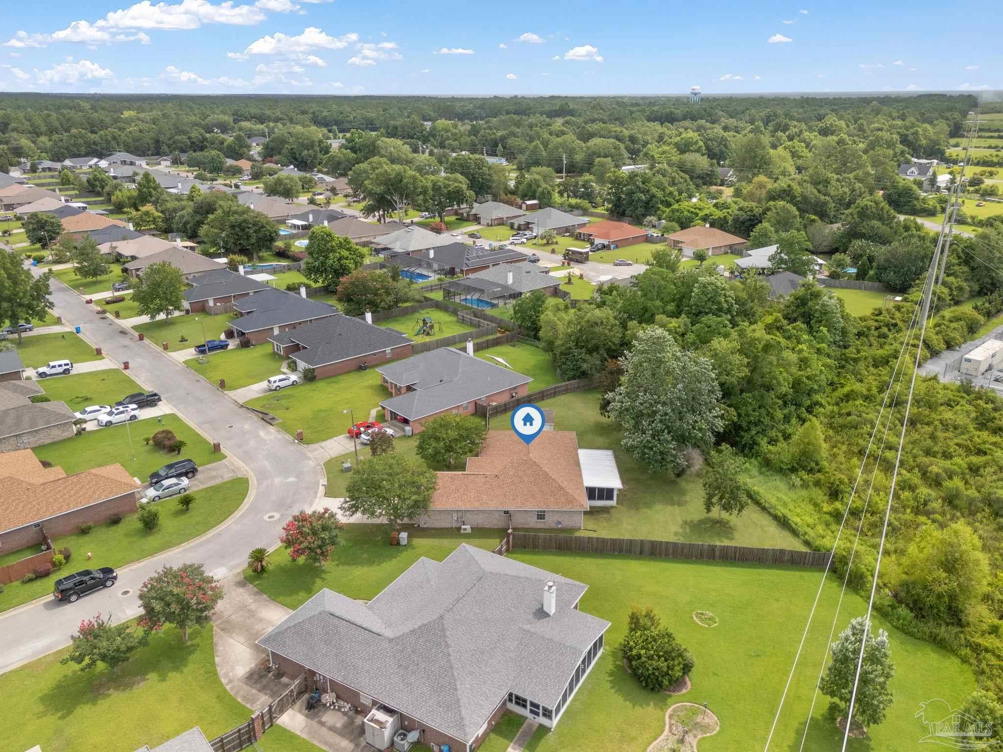 5642 Berrybrook Circle Pace, FL 32571 - Photo 49 of 72 an aerial view of residential houses with outdoor space and swimming pool
