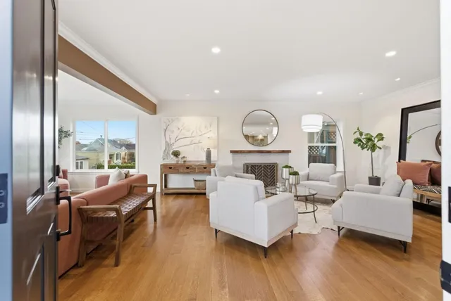 a living room with furniture