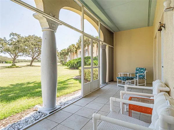 a living room with a large window