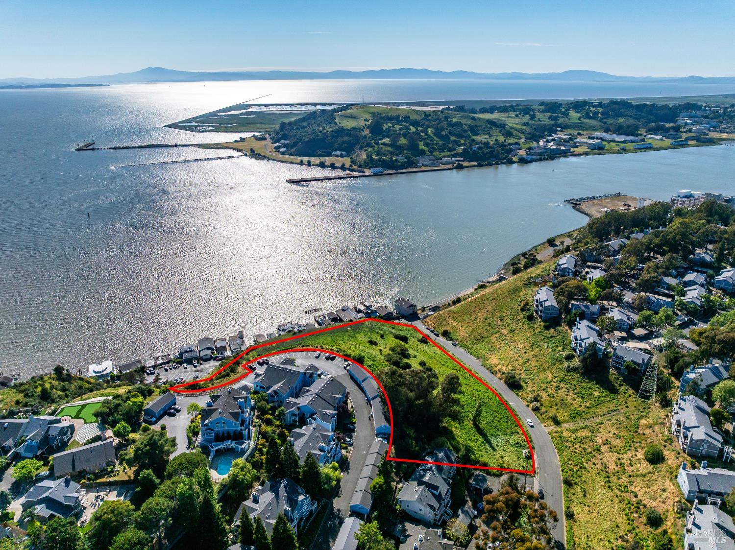 201 Sandy Beach Road Vallejo, CA 94590 - Photo 17 of 32 an aerial view of a houses with a lake view