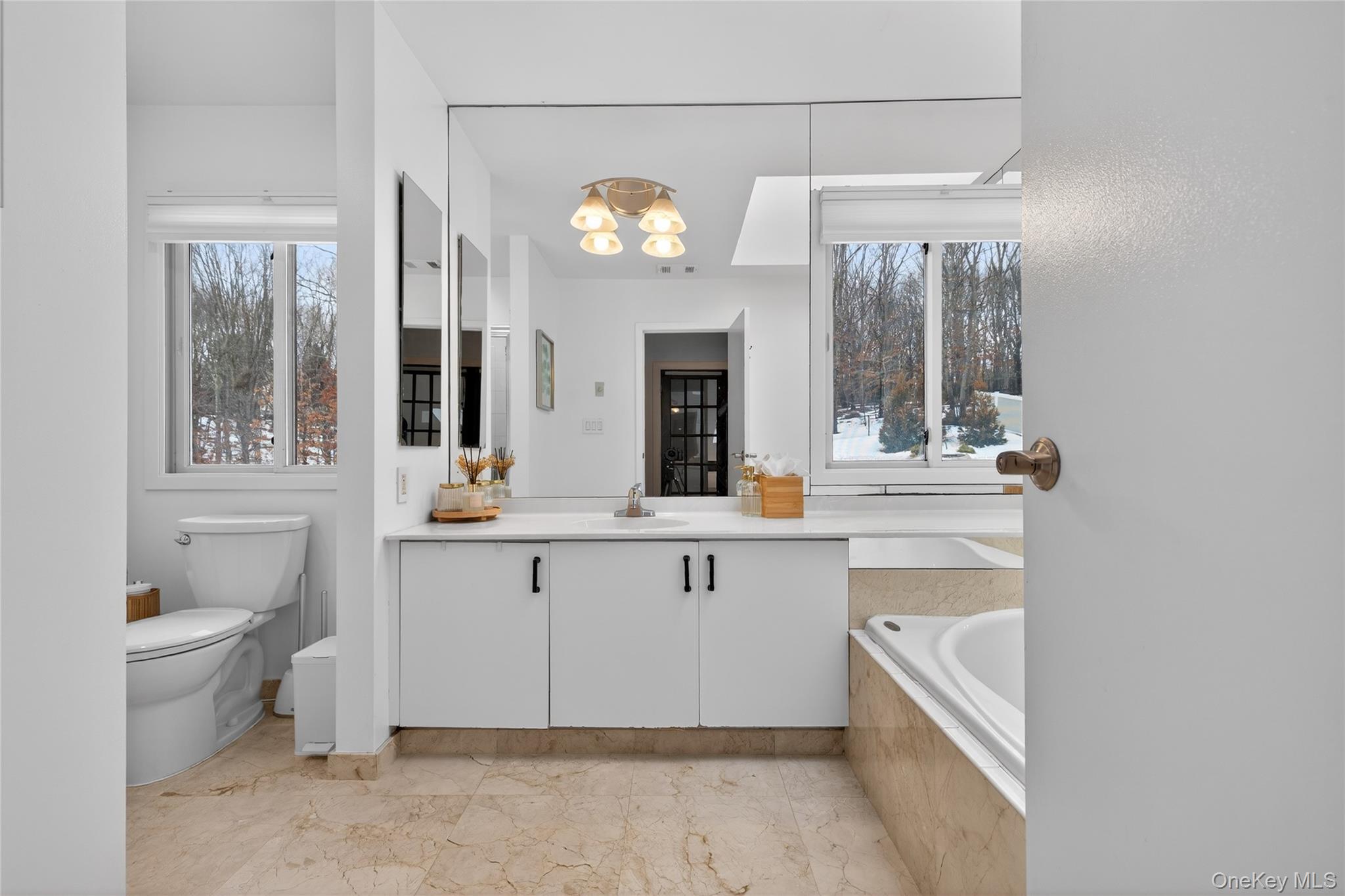 53 Timber Ridge Drive Commack, NY 11725 - Photo 36 of 50 a bathroom with a sink a toilet and a mirror