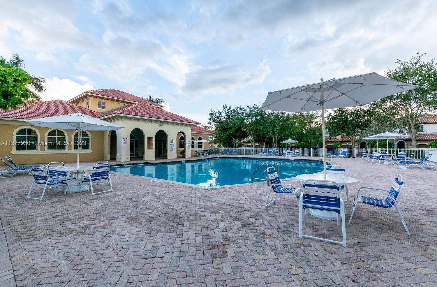 4979 Southwest 140th Terrace, Unit 8 Miramar, FL 33027 - Photo 37 of 43 a swimming pool with outdoor seating and yard