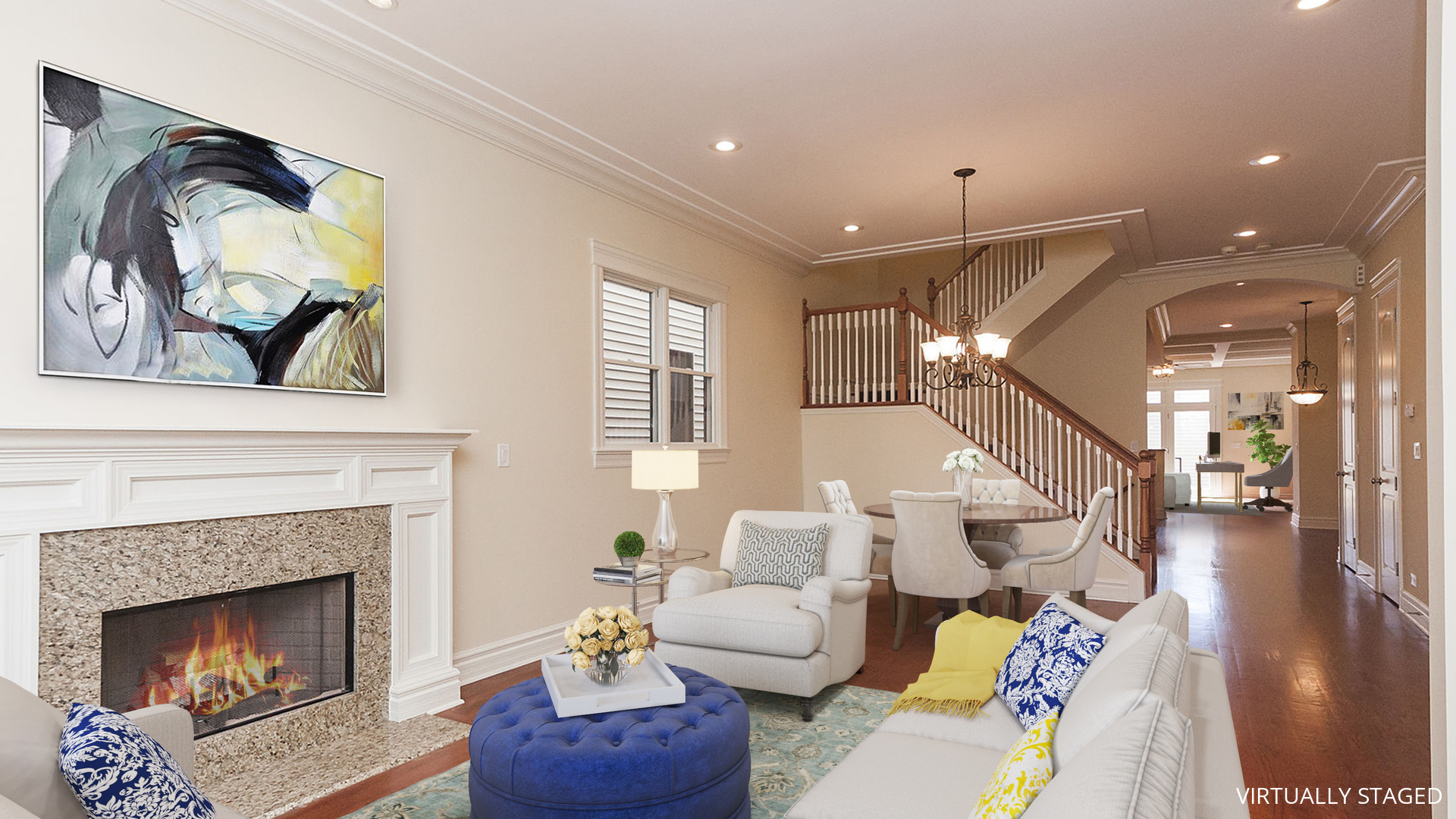 Undisclosed Address Chicago, IL 60618 - Photo 2 of 40 a living room with furniture and a fireplace