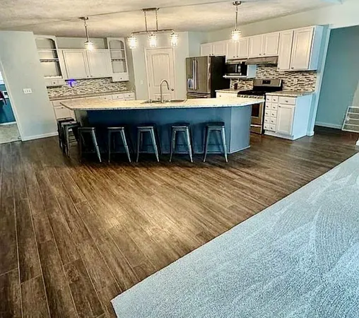 an empty room with windows