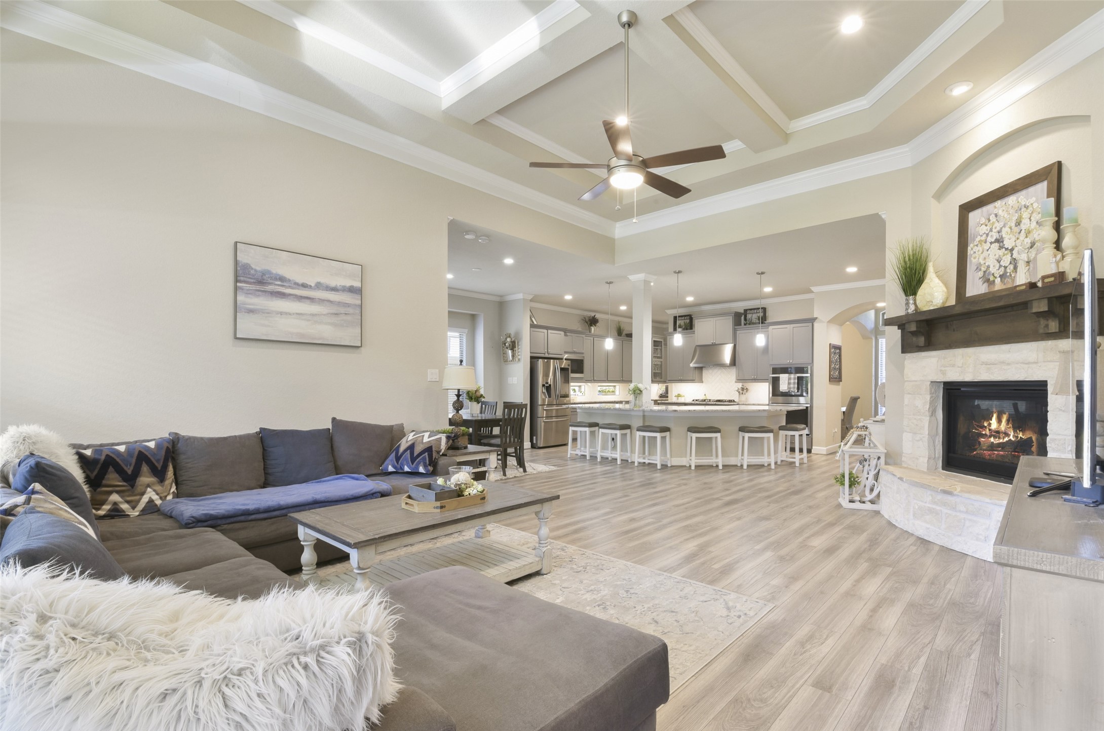 4582 Silver Moon Drive Spring, TX 77386 - Photo 19 of 48 a living room with furniture and a fireplace