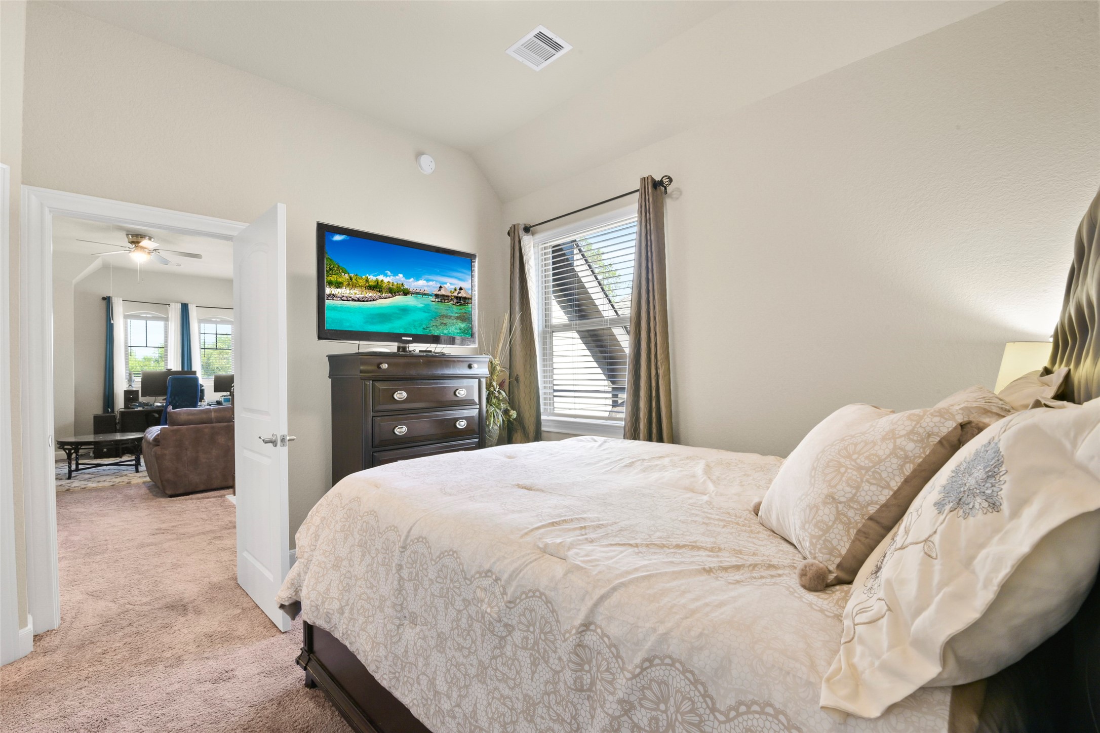 4582 Silver Moon Drive Spring, TX 77386 - Photo 37 of 48 a bedroom with a bed and a large window