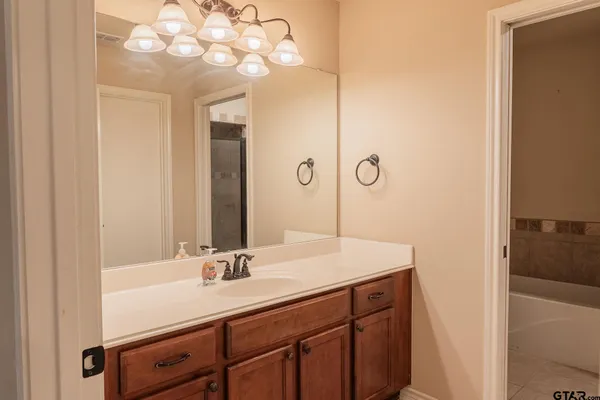 a bathroom with a bathtub