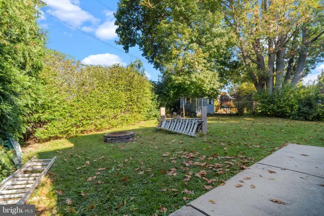a view of a garden with a bench