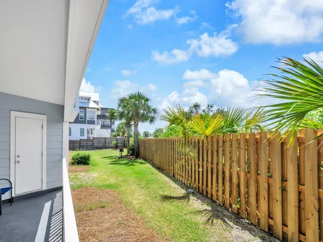 a view of yard from deck