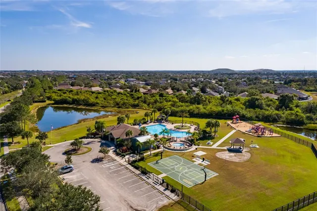 a view of backyard with a barn and a large tree