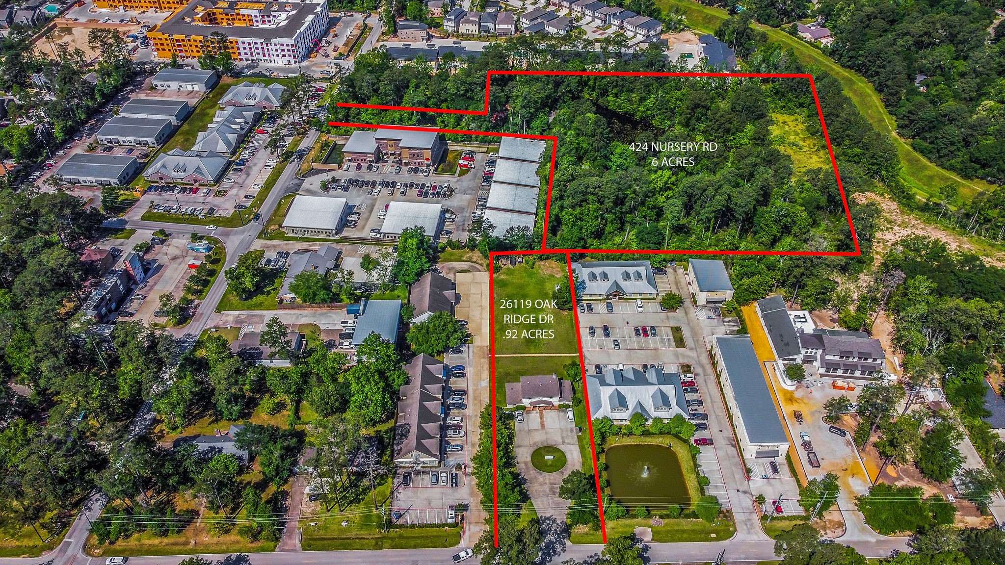 424 Nursery Road The Woodlands, TX 77380 - Photo 3 of 7 Aerial view showing proximity of 424 Nursery Rd and 26119 Oak Ridge Dr that is also available.