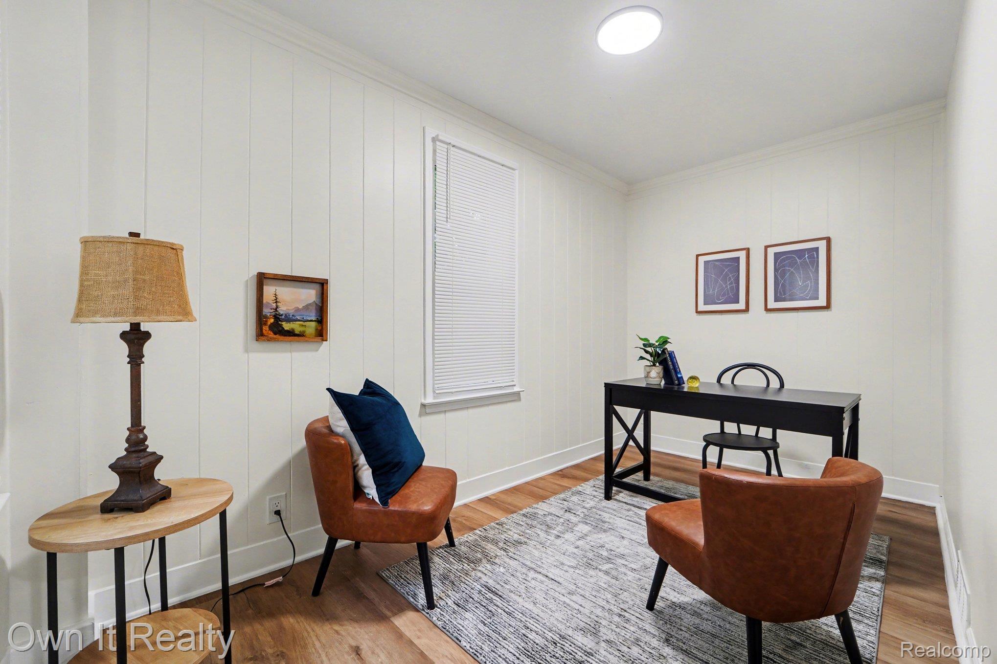 168 Kerby Road Grosse Pointe, MI 48236 - Photo 21 of 36 Office area featuring light wood-style flooring and crown molding