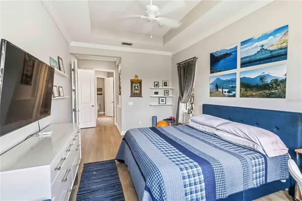 an aerial view of a house with a lake view