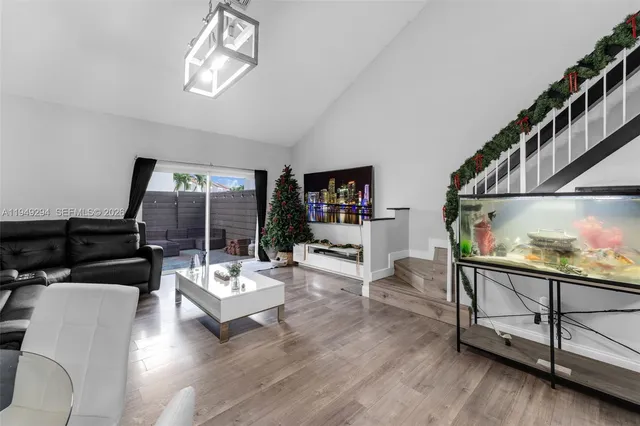 a living room with furniture