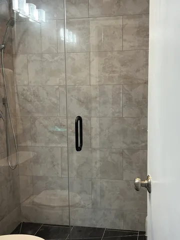 a bathroom with a shower