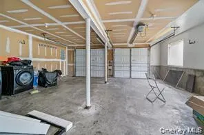 a car is parked in a garage