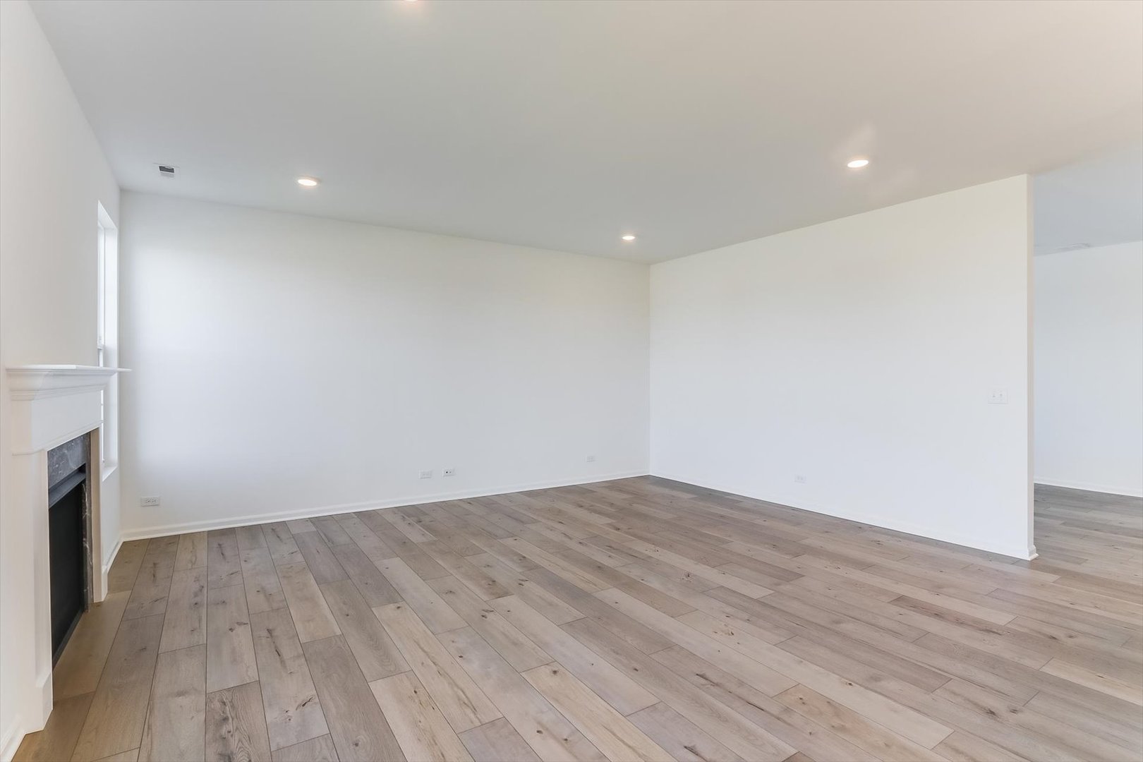 730 Alberta Avenue Oswego, IL 60543 - Photo 6 of 29 a view of empty room with wooden floor and fireplace