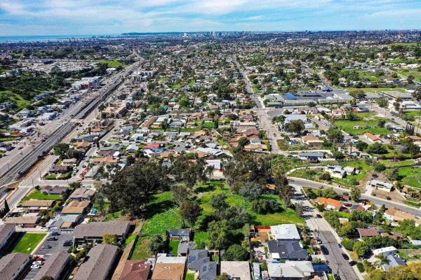 an aerial view of a city