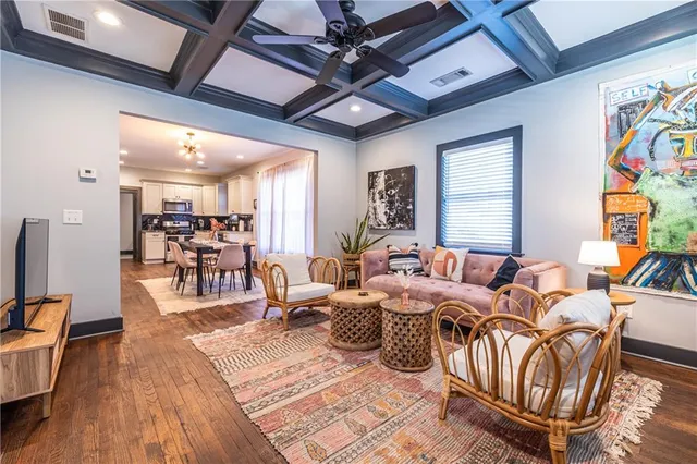 a living room with furniture