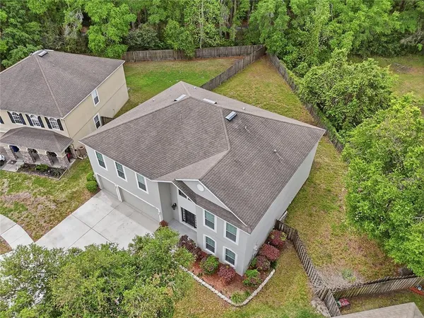 an aerial view of a house
