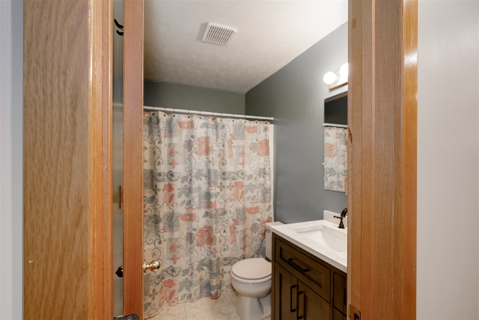 34732 Peine Road Minier, IL 61759 - Photo 21 of 39 a bathroom with a granite countertop sink toilet and shower