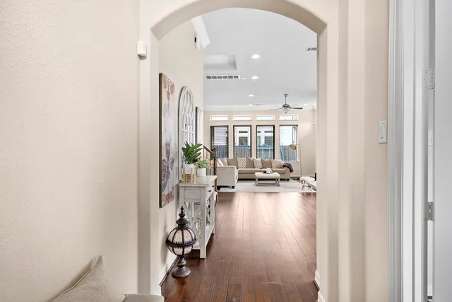 a view of a living room and dining room