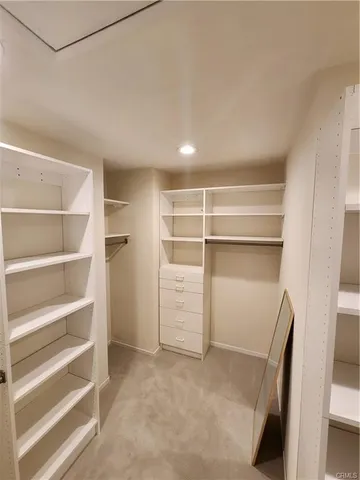 a view of an empty walk in closet