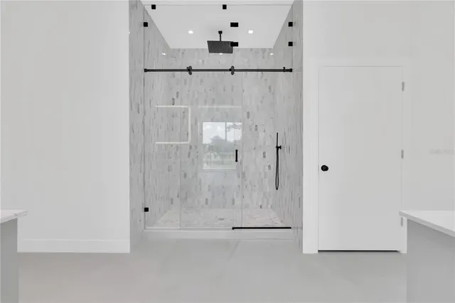 a bathroom with a shower